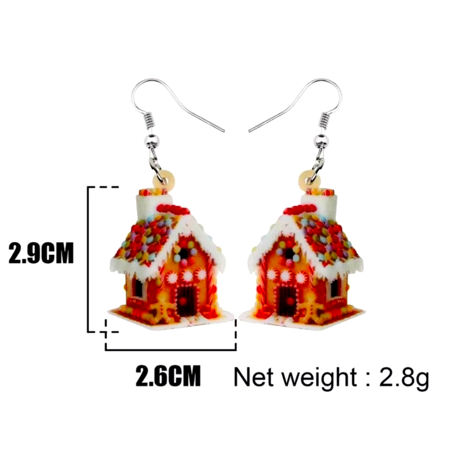 Nwt Acrylic Christmas Gingerbread House Earrings